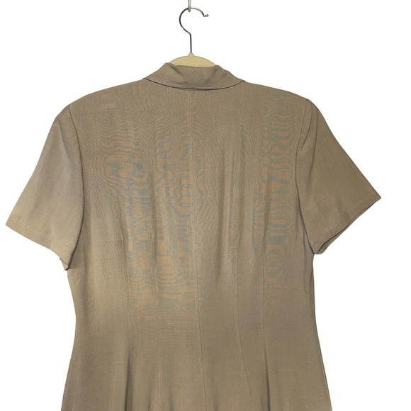 Vintage Dana Buchman 100% Silk Shantung Maxi Dress Beige Origami Size 12 NWT - Picture 9 of 13